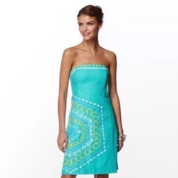 Lilly Pulitzer Dresses & Skirts - ~SOLD ~LILLY PULITZER Green Strapless Bowen Dress